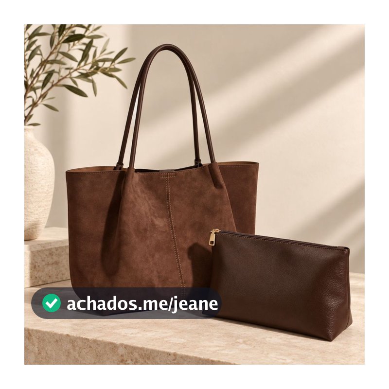 Bolsa Saco em Camurça Sintética com Necessaire Internam Necessaire Interna