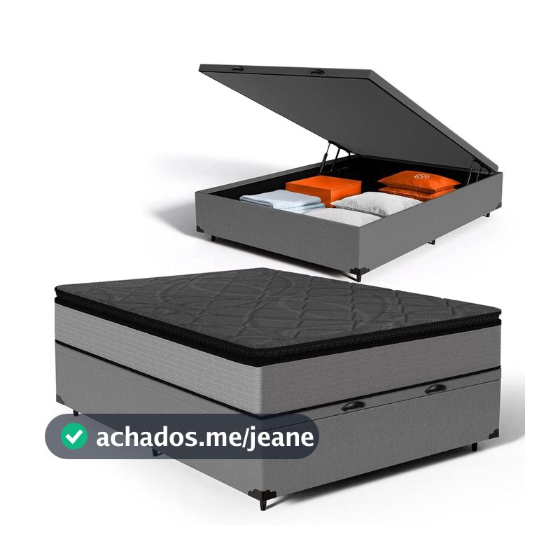 Cama Box Baú com Colchão de Molas Ensacadas Pillow Top UmaFlex Vitta Casal 138cm