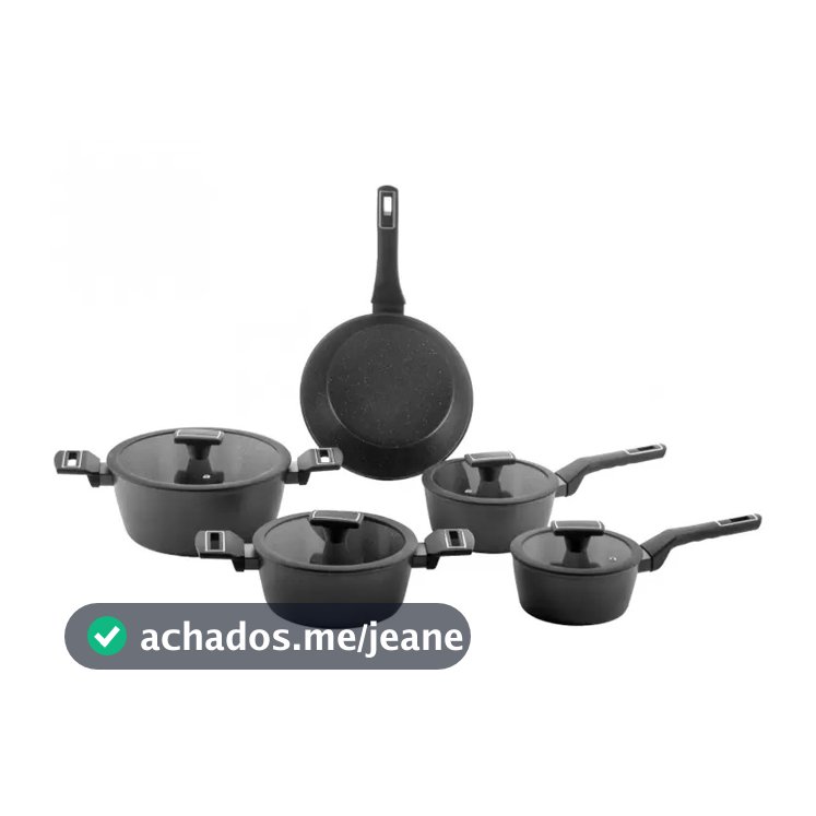 Jogo de Panelas Brinox Cerâmico 5 Peças Carbon Life Indução Antiaderente Original