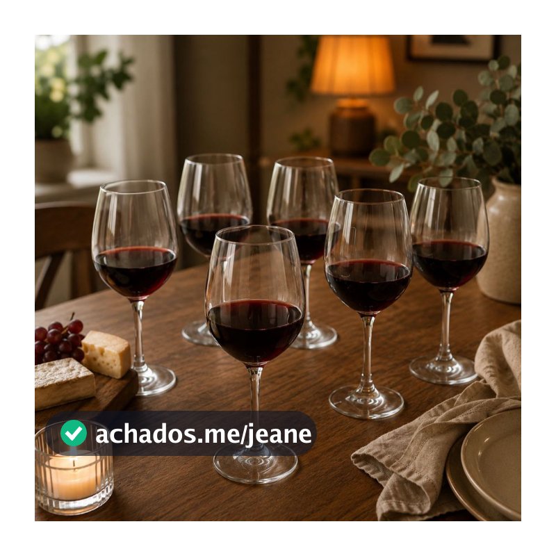 Jogo de Taça de Vinho 6 unidades Taça de Vidro Vinho Tinto