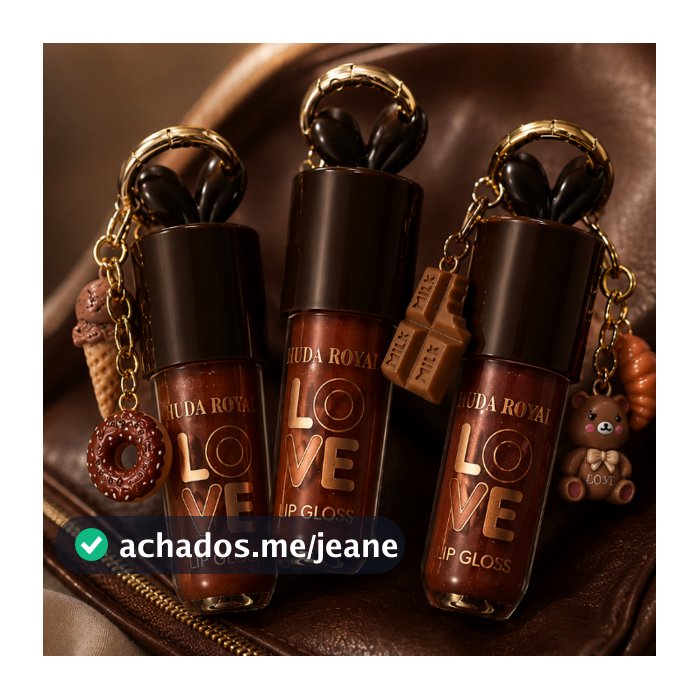 Lip Gloss Chocolate Com Chaveiro Choc Brilho Intenso Amarronzado Lábios Hidratados chaveiros sortidos