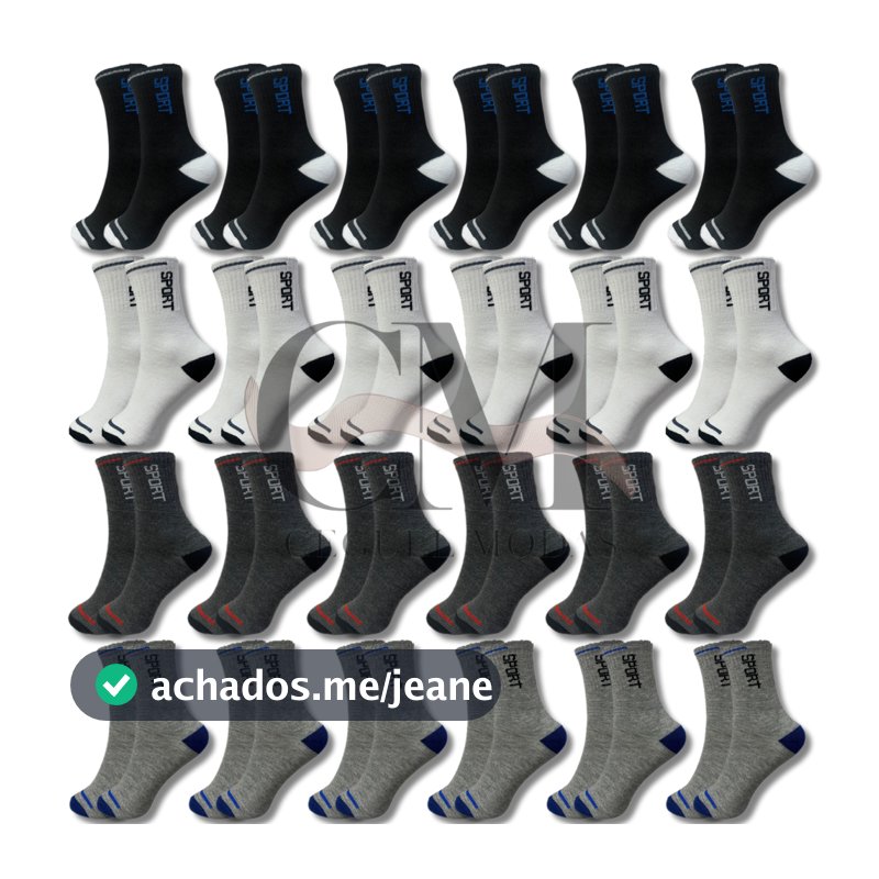 Vários modelos com Kit de 24 meia cano alto 100% algodão soquete Cano Curto Masculina Feminina Unissex direto da fabrica