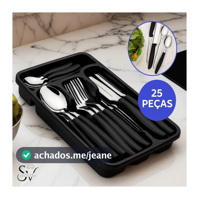 Conjunto de Talheres Aço Inox 24 Peças + Suporte Organizador - Alta Qualidade