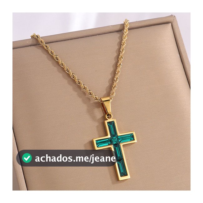 Colar de cruz cravejado de diamantes, colar de Jesus em aço inoxidável, não desbota, colar para casal, acessório de moda