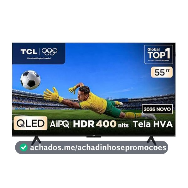 Smart TV TCL 55" QLED 4K P7L Wi-Fi Bluetooth Google TV HDR10+ 120 Hz VRR AIPQ 55P7L