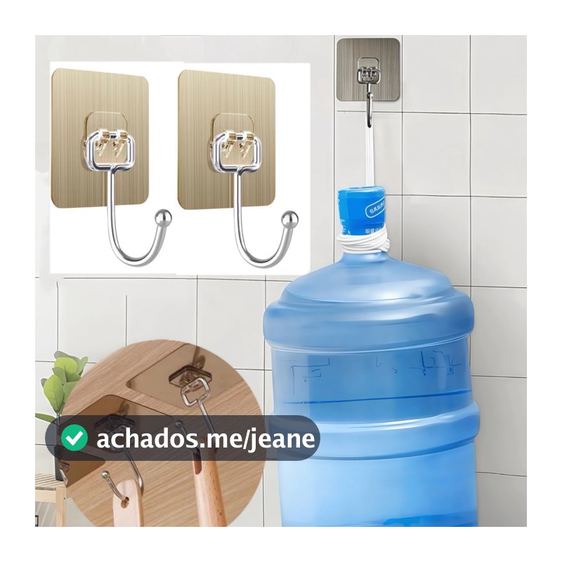 Ganchos Adesivo Pegajoso Haste Ganchos com Acabamento Metálico Armário Cozinha Parede Banheiro