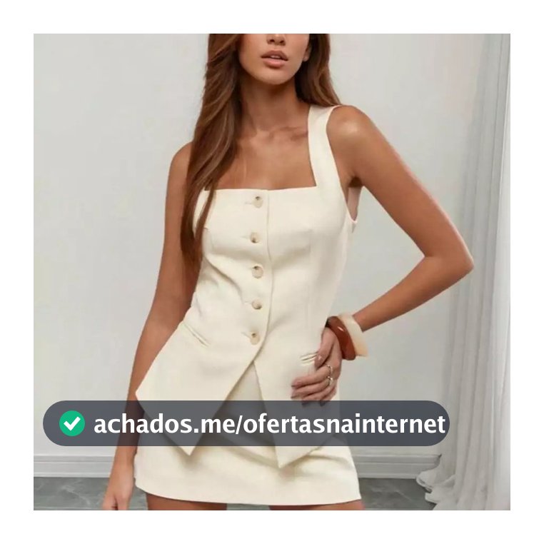 Conjunto Marissa Colete e Saia Alfaiataria Botões, Elegante na Frente