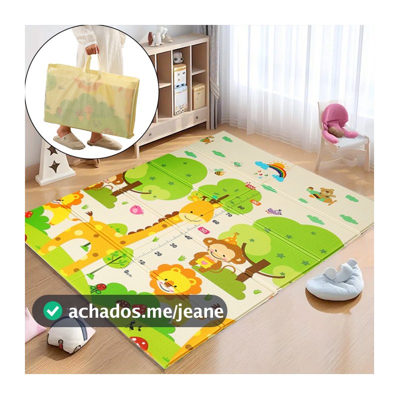 Tapete Infantil Emborrachado Térmico Antiderrapante Dobrável Dupla Face 8mm 1,80x1,20m