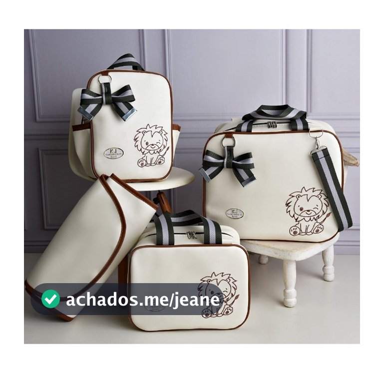 Kit Maternidade Safari de 4 peças Bordado l Mala e Mochila com Trocador