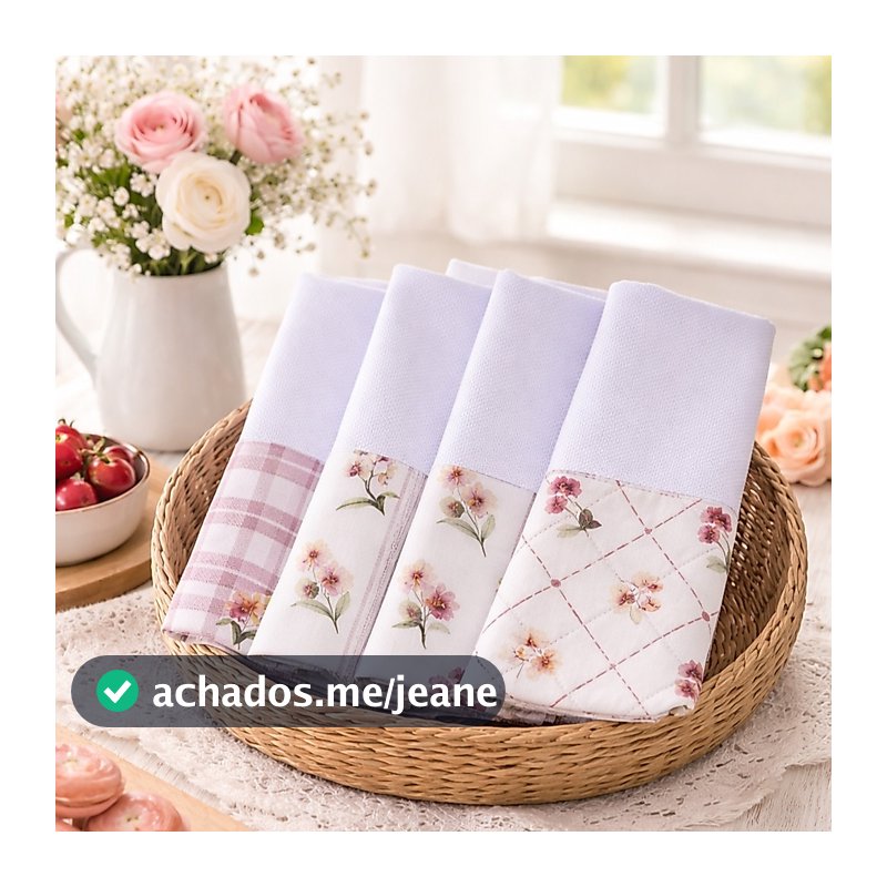 Kit 4 Panos de Prato Coleção Orquídea Minimalista Premium