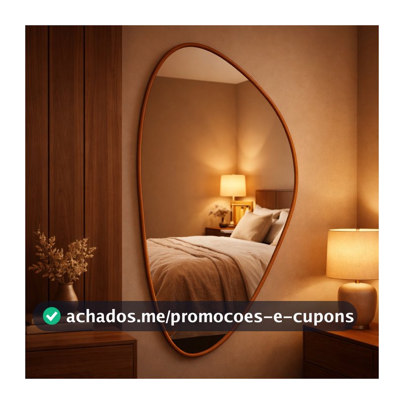 Espelho Orgânico Assimétrico de Parede 110x53 Decorativo Moderno