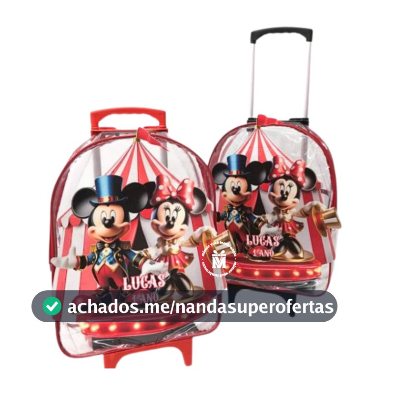 10 Mochila Escola 3D c/ Cristal de Rodinha