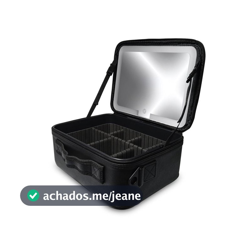 Kit Maleta Maquiagem Com Espelho e Luz Led Usb Com Cabo Makeup Profissional