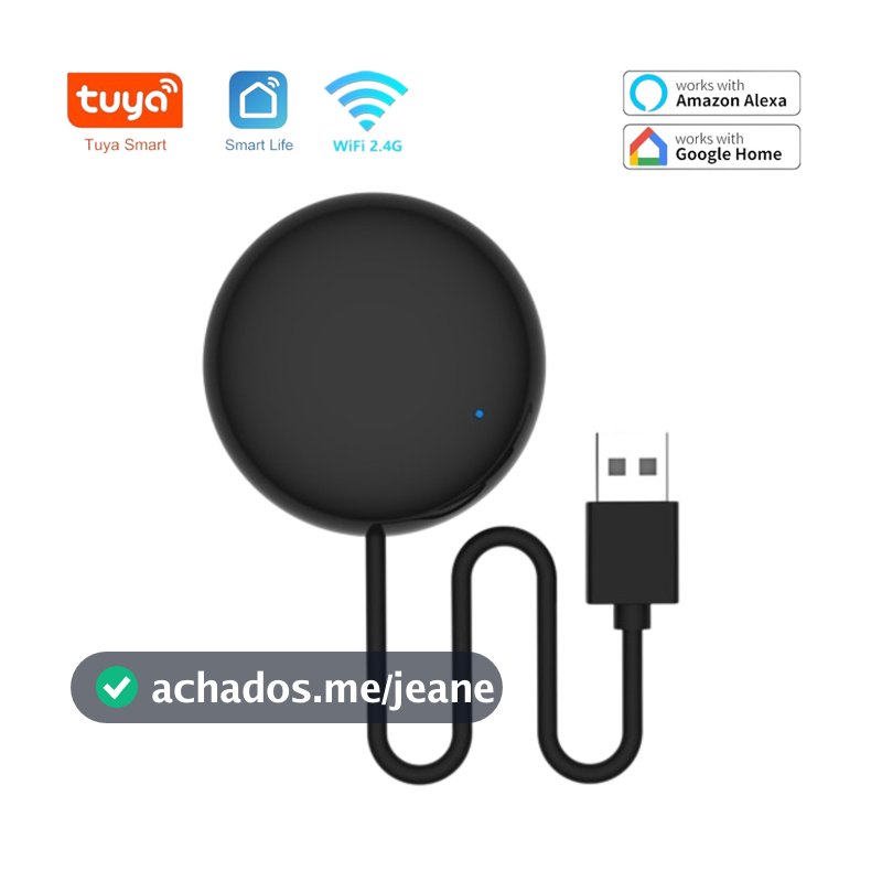 Smart Controle Inteligente Infravermelho IR WiFi Alexa e Google Preto