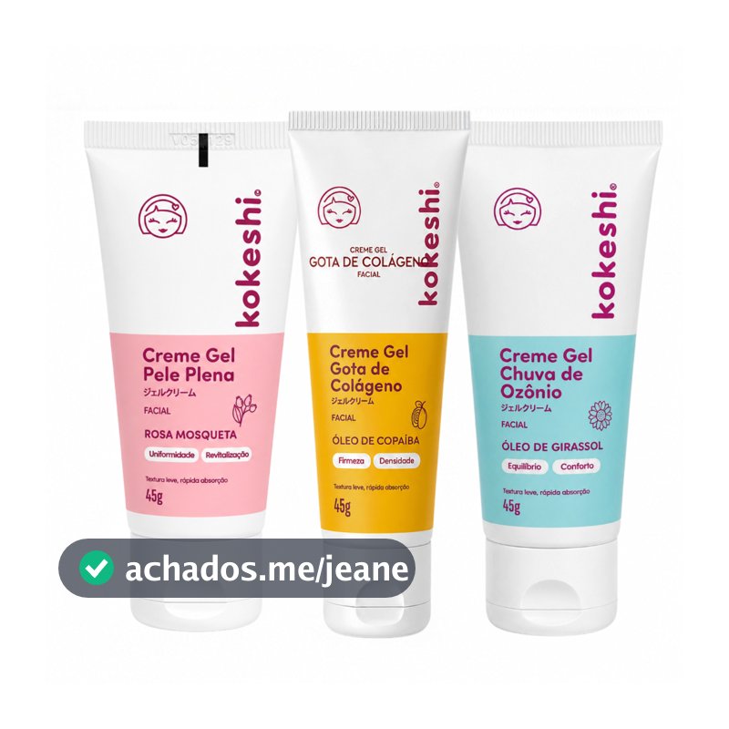 Kit Linha Ozônio Kokeshi com 3 unidades Cremes Faciais Óleo de Girassol
