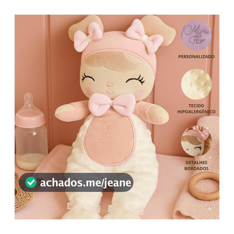 Boneca Metoo Personalizado Com Nome Pelucia Plush Antialérgica Naninha Enxoval Bebe Menina