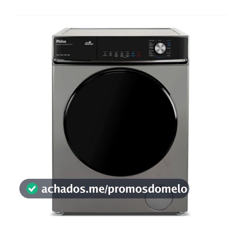 Lava e Seca Philco 16 Programas Eco Inverter 11kg Titânio PLS11C