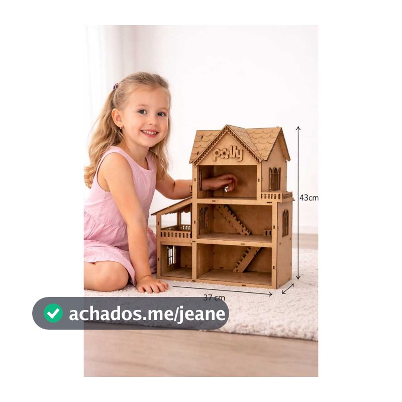 Casinha Casa Boneca MDF Cru Premium 43x37 Grande Diversão Educativa