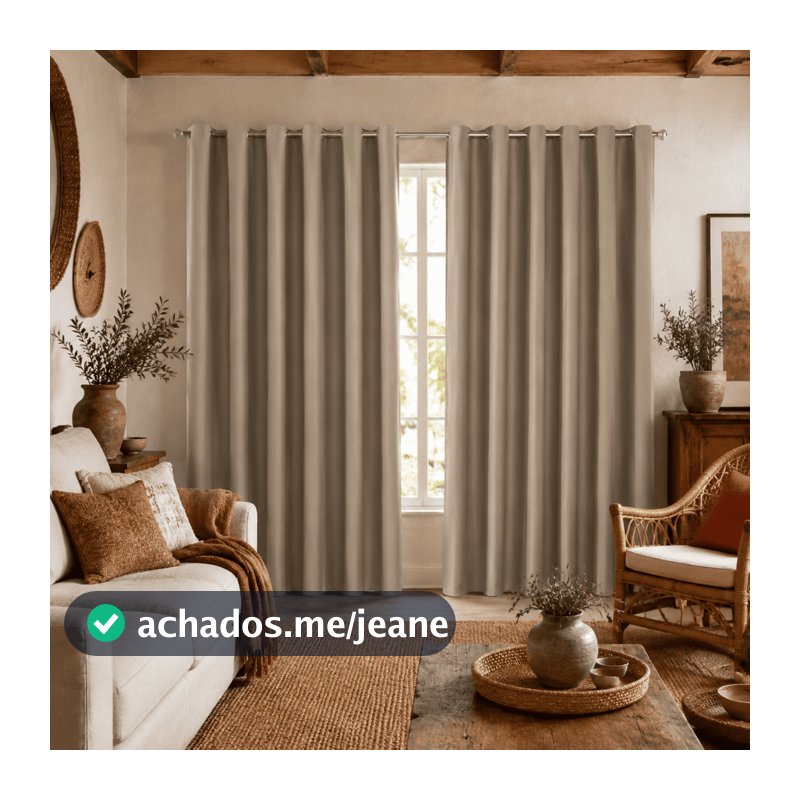Cortina Sala Blackout Tecido Quarto 2,80 x 2,30 Para Varão de 2 Metros Blecaute Porta