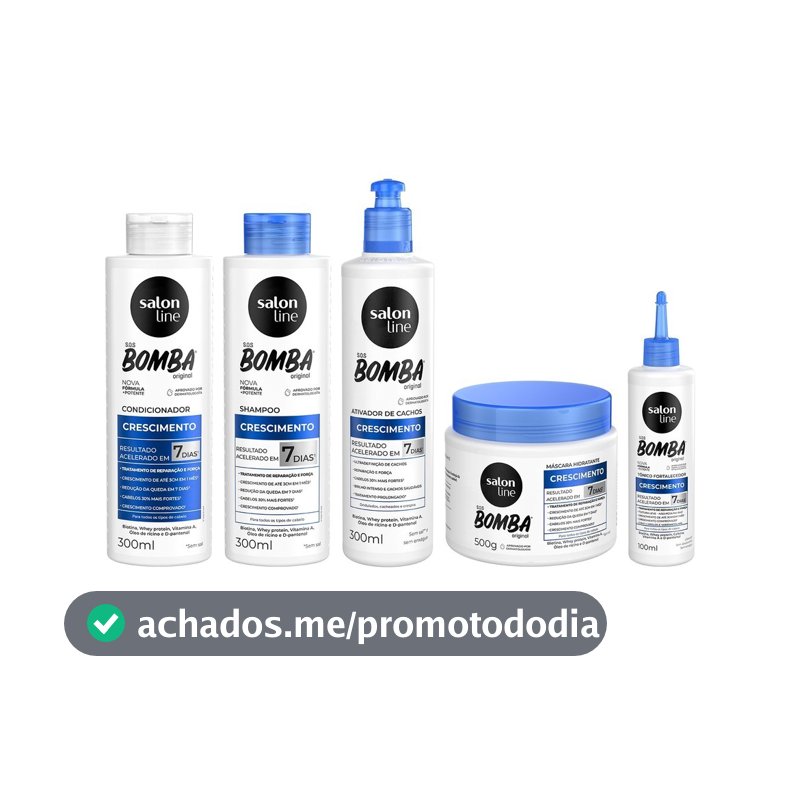 Kit Crescimento SOS Bomba Original Ativador de Cachos e Tônico Salon Line