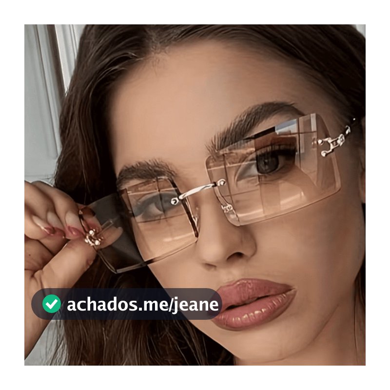 Óculos de Sol Feminino Sem Aro Retangular Blogueira Proteção UV Verão Praia Piscina