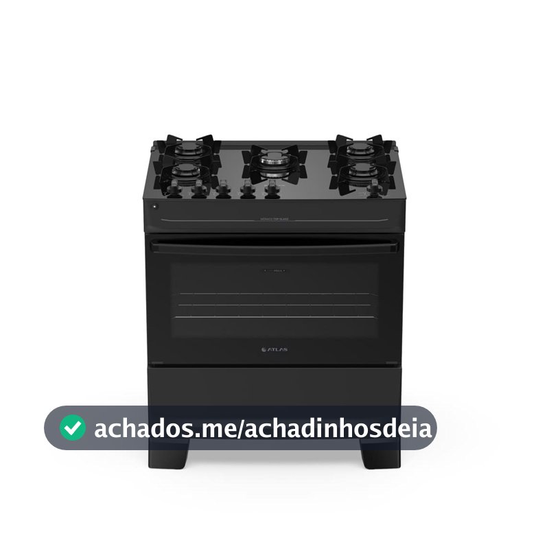 Fogão Top Glass 5 Bocas 110V/220V Mesa de Vidro Mega Chama Mônaco Atlas