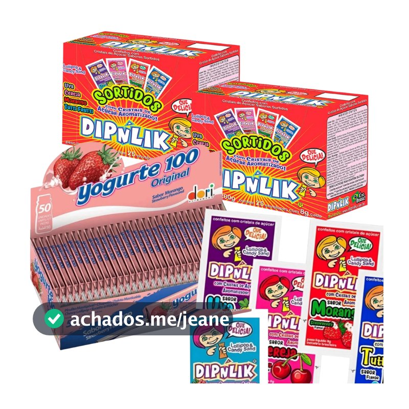 Kit Doces 2 Caixas de Pirulito Dipnlik + Pirulitos Mastigáveis Yogurte 100 C/50 Unidades