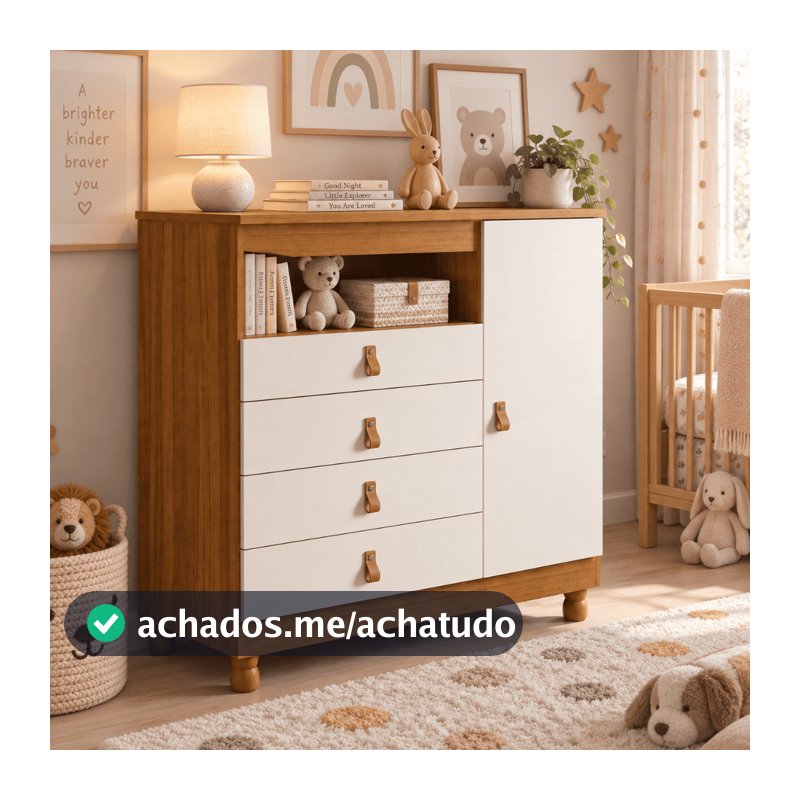 Cômoda Bebê  Sapateira 4 Gavetas  Pés Reguláveis Ideal para Quarto de Bebê multiuso organizador