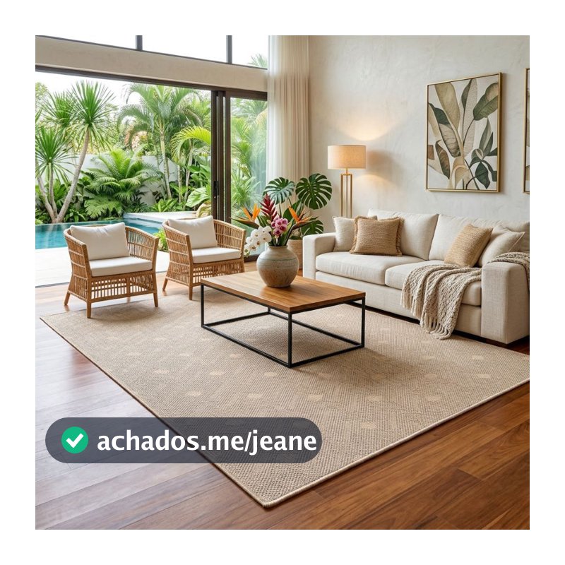 Tapete Sisal 300X200 Decoração Sala Quarto Diversas Áreas Moderno Bege Cinza Marrom Verde Elegante