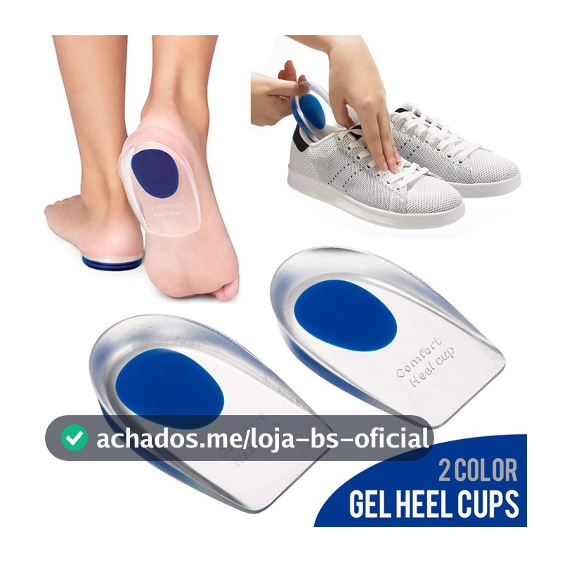 Palmilha Ortopedica Gel Silicone Calcanhar Anti-Impacto Esporao Dor Altura