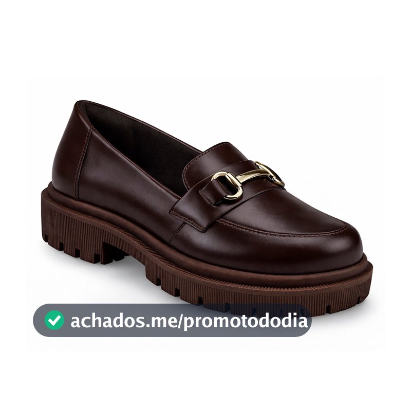 Mocassim Feminino Tratorado Bico Redondo com Enfeite Corrente ABS 026-005