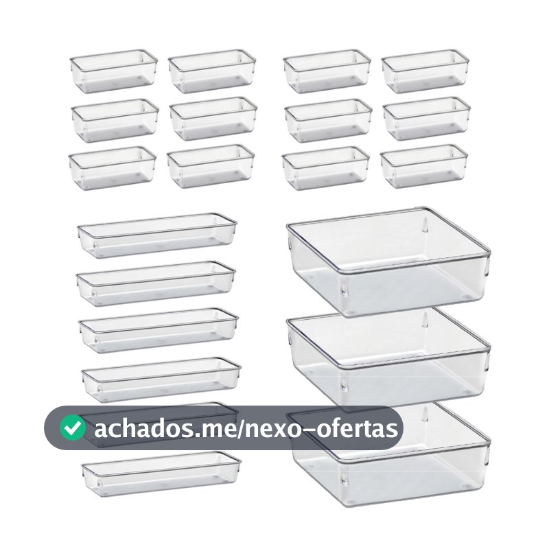 Kit 21 Organizador Multiuso Modular Gavetas Acrilico Cristal