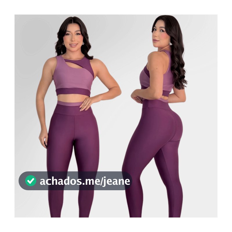 Conjunto Fitness Bicolor Feminino Top Assimétrico e Calça Legging Cintura Alta para Academia