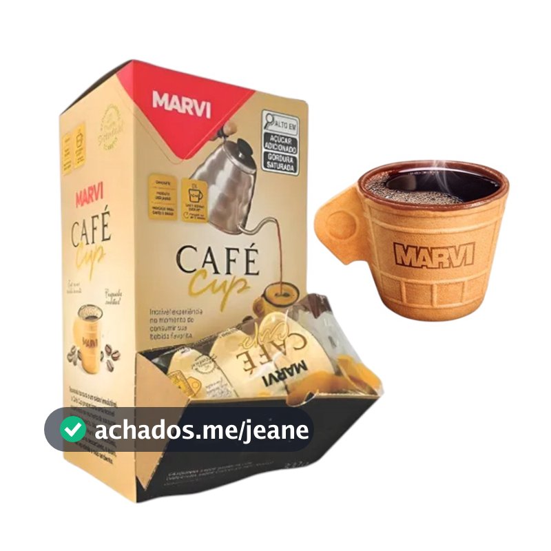 Xícara Casquinha Café Cup com Chocolate Comestível Marvi — Display Canguru com 30 Unid