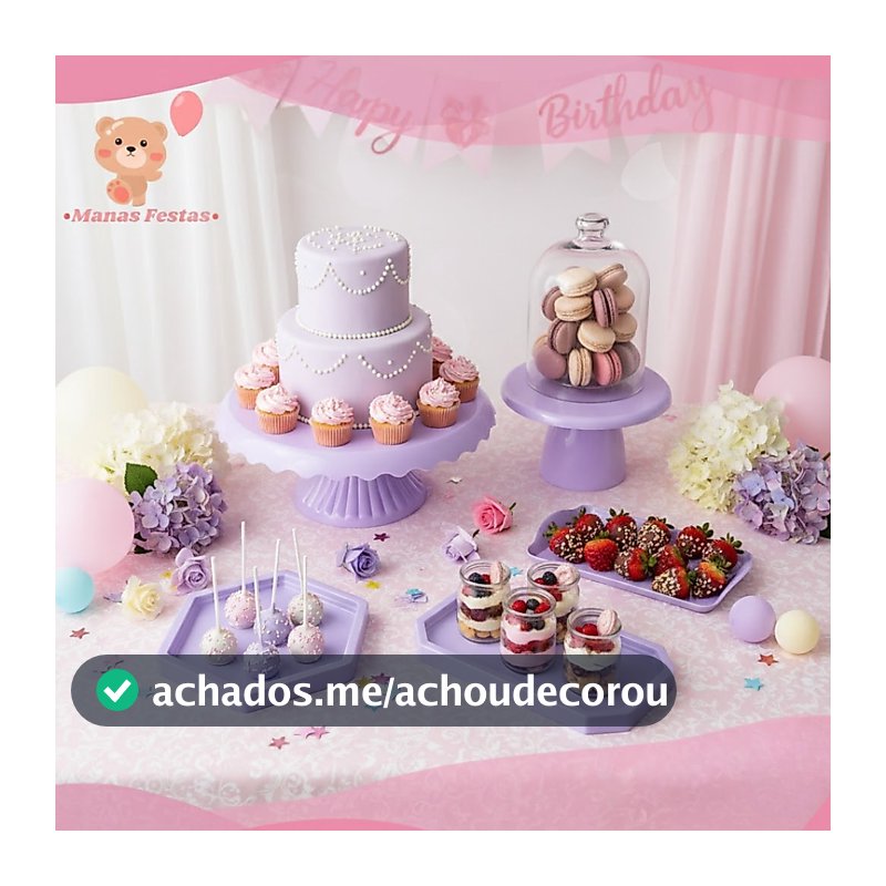 Kit Mini Novidade Boleira Cake Renda 22cm 1 MiniSlim 1 Sextavadinha 1 Mini Lapidada 1 Bandj 20x13cm