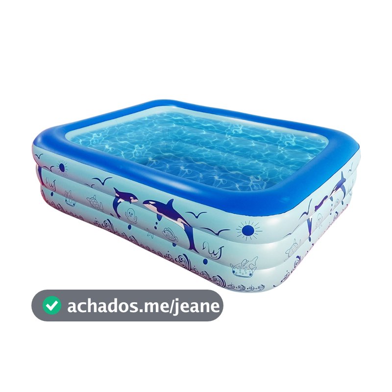 Piscina Inflavel Infantil Retangular 150x105x50cm Pvc Segura