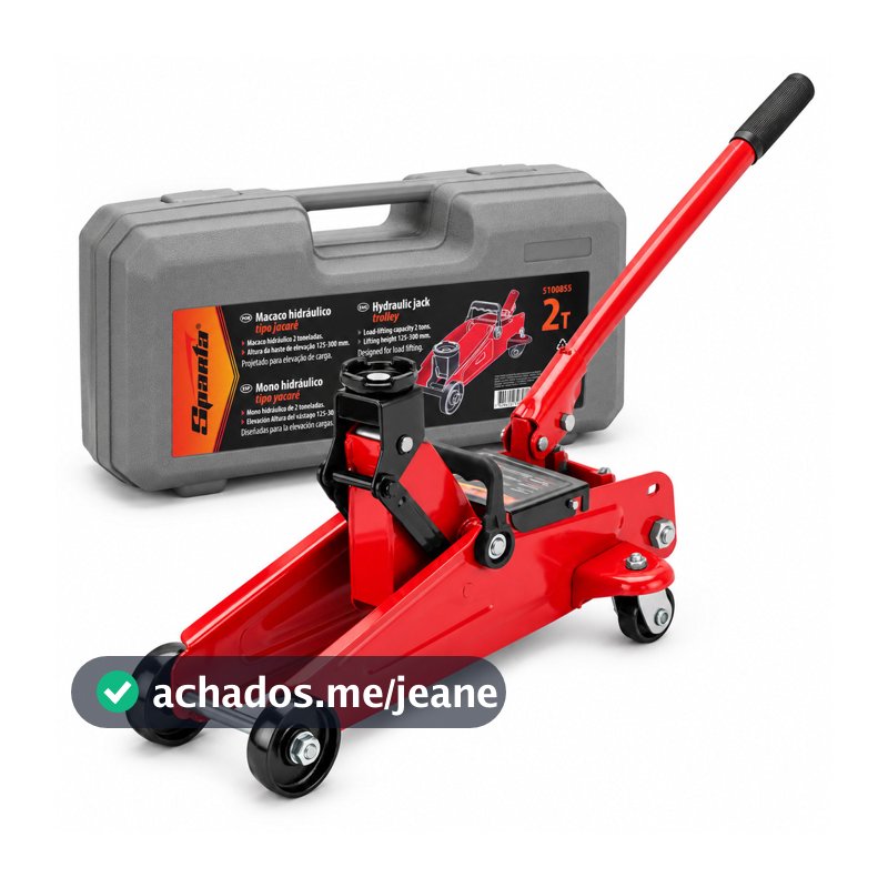Macaco Hidráulico Jacaré 2 Toneladas 125-300mm com Maleta Vermelho Sparta