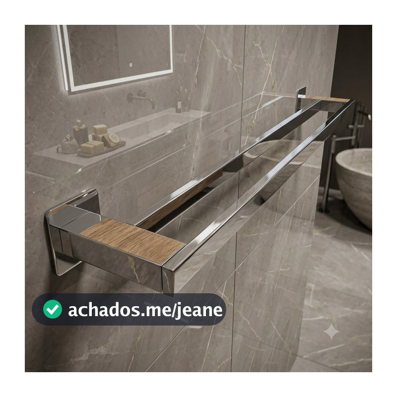 Porta Toalha Duplo 70cm Inox 304 Toalheiro Duplo para Banheiro Suporte Para Toalha de Banho Ipanema