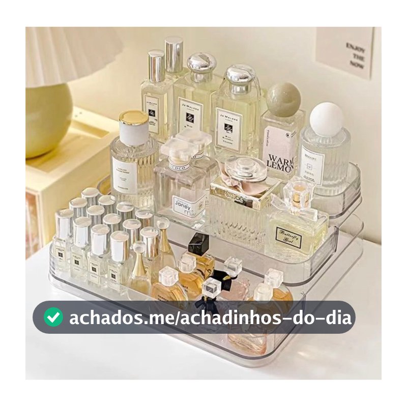 Expositor de Perfumes Cosméticos 3 Andares Multiuso Organizador Prateleira Diamante Acrílico Porta Maquiagem Beleza