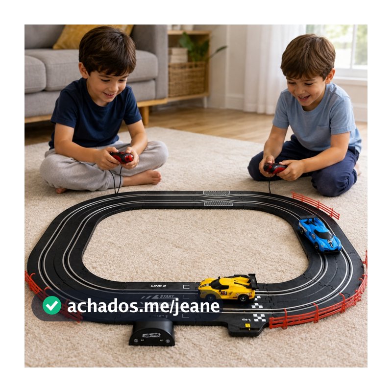Pista Autorama Elétrica Com 2 Carrinhos E 2 Controles Remotos