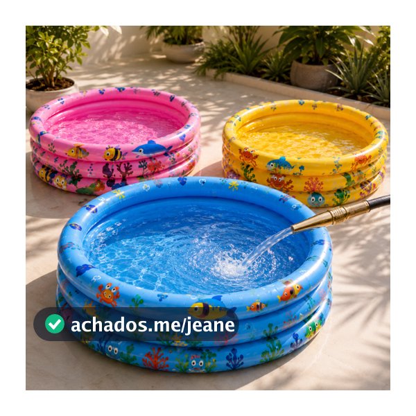 Piscina Infantil Inflável Redonda 3 Anéis Bebê Verão Menino Menina 40 Litros 60cm