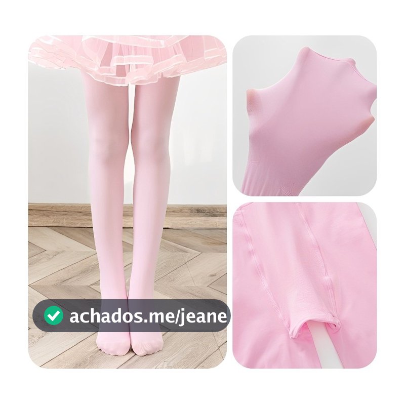 Meia Calça Infantil Ballet e Jazz Elástica Respirável e Ajustável Tamanhos do 1 ao 12 anos 3 Cores para Diário e Festas