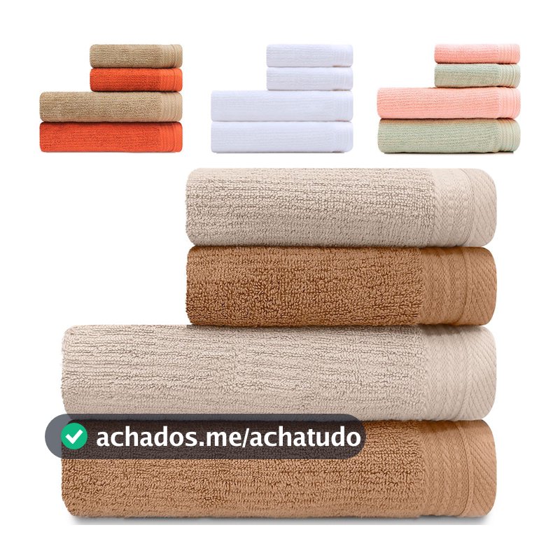 Jogo De Toalhas 4 Peças - Banhão Gigante + Rosto 100% Algodão Fio Penteado Imperial Karsten BF Casa