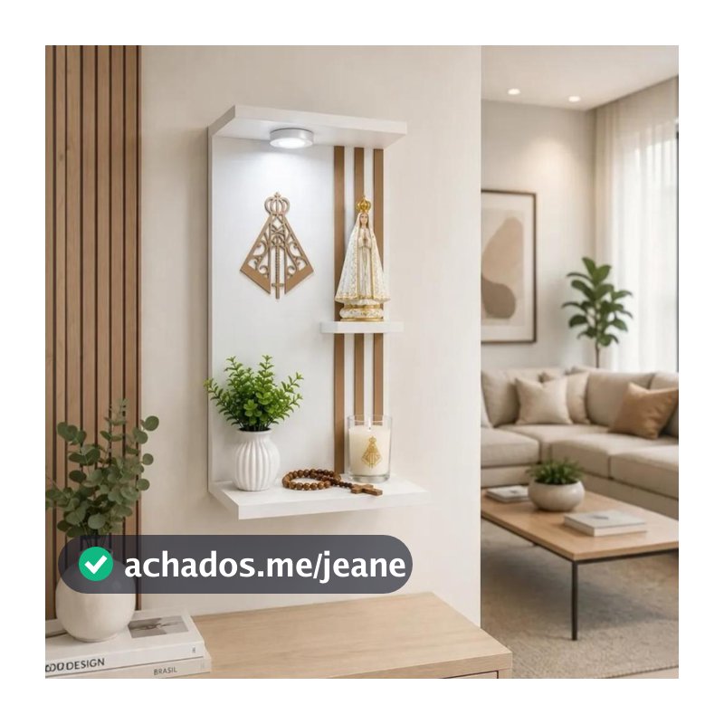 Oratório Ripado 100% Mdf Suporte Parede Nossa Senhora Cantinho Da Oração