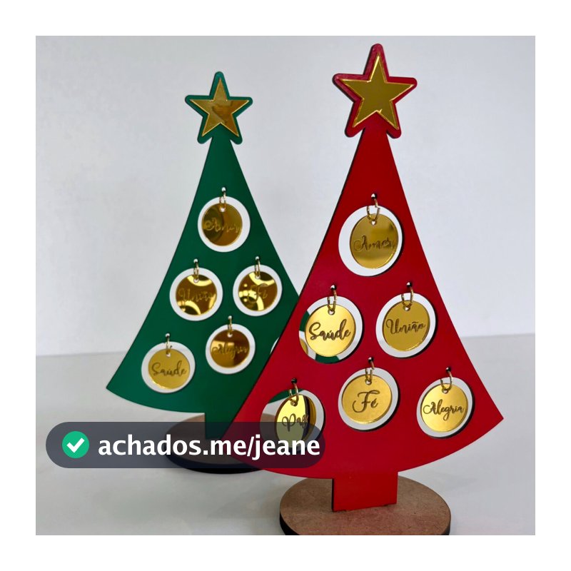 Enfeite Árvore de Natal de Mesa Mdf Palavras Positivas Fé Amor União