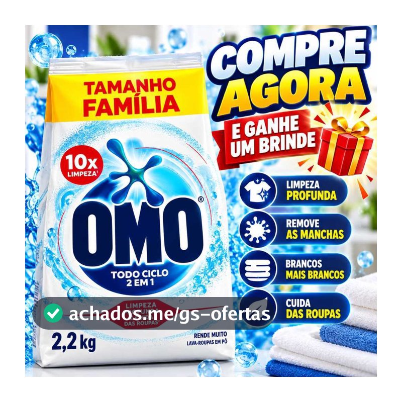Sabão em Pó OMO Lavagem Perfeita 2.2 Rende até 27 Lavagens