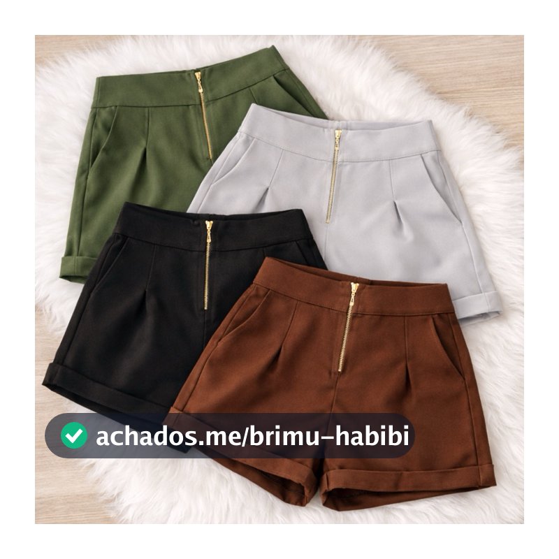 Shorts Feminino Social Alfaiataria Zíper Cintura Alta Conforto Elegante Moda Casual Verão barato
