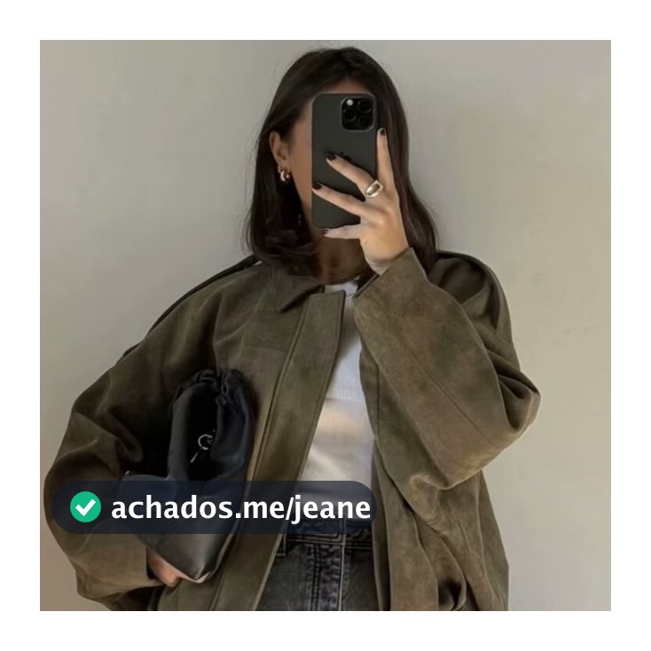Jaqueta Bomber Feminina de Camurça Sintética Texturizada com Lapela Zíper e Botões Moda Casual para Primavera e Outono