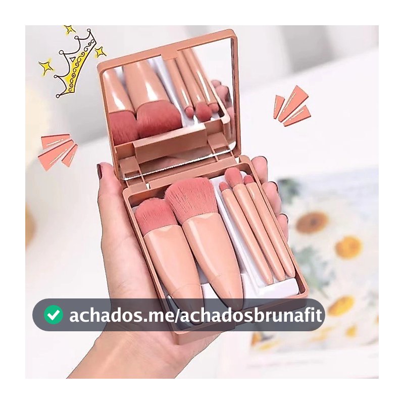 Kit Pinceis Com Estojo Espelho De Bolsa Espelho Para Viagem