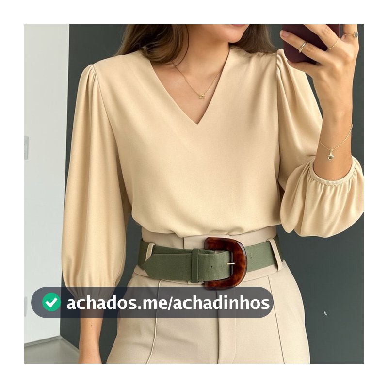 Blusa Feminina Manga 3/4 Novas Cores Tecido Crepe Moda Evangelica Detalhe Social Elegante
